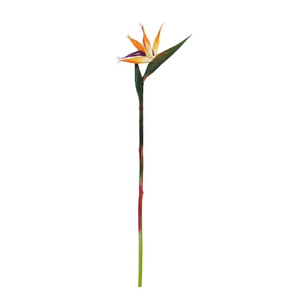 LIVING LUXURY 24 in. Natural Touch Orange Artificial Bird of Paradise Flower Stem Tropical Spray (Set of 4)