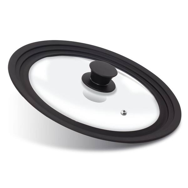 Universal Lid for Pots, Tempered Glass Covered with Heat Resistant Silicone Rim Fits 10", 11" and 12" Diameter Cookware
