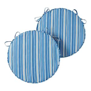 18 in. x 18 in. Sapphire Stripe Round Outdoor Seat Cushion (2-Pack)