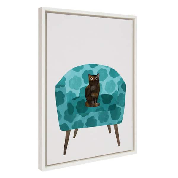 Kate and Laurel Sylvie 9 Teal Chair by Planet Cat Framed Art Print 18 in. x 24 in.