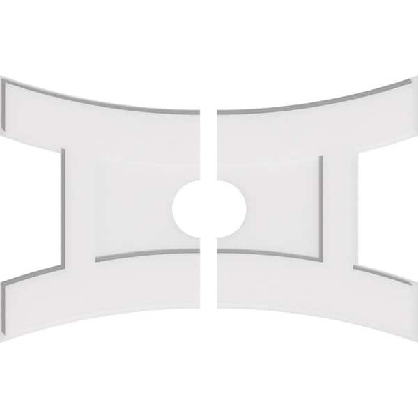 Ekena Millwork 28 in. W x 18-5/8 in. H x 4 in. ID x 1 in. P Haven Architectural Grade PVC Contemporary Ceiling Medallion (2-Piece)