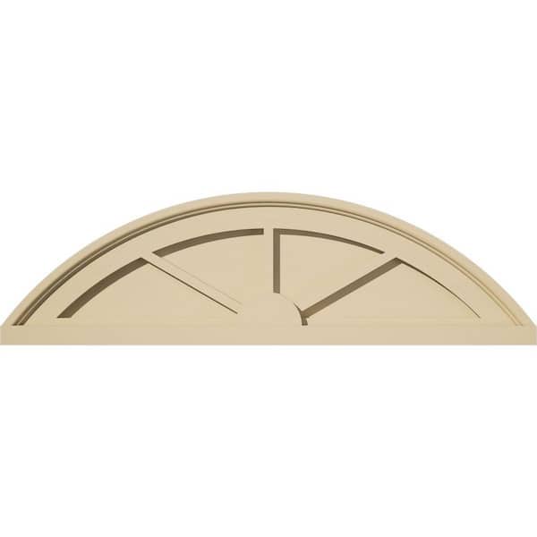 Ekena Millwork 28 in. W x 8 in. H x 2 in. P Segment Arch 3 Spoke Signature Urethane Pediment, Primed Tan