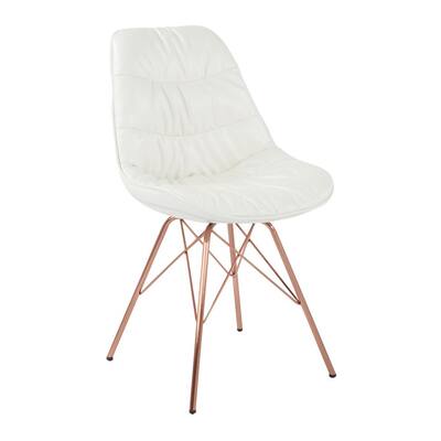 Langdon White Faux Leather Chair with Rose Gold Base
