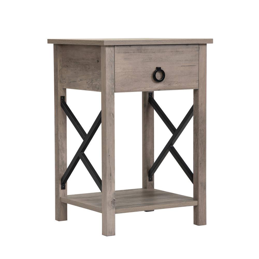 VERYKE 15.75 in. Rustic Gray Square Particleboard Farmhouse Wood