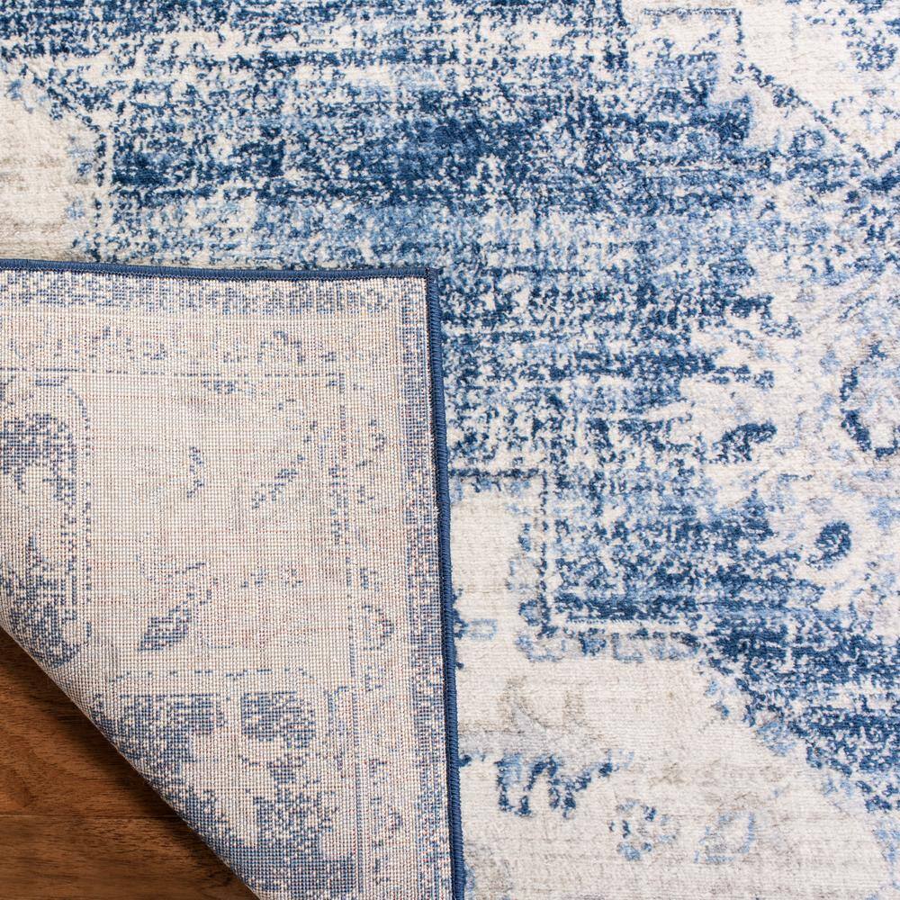 Ivory and Navy Synthetic Hand-knotted Rectangular Area Rug