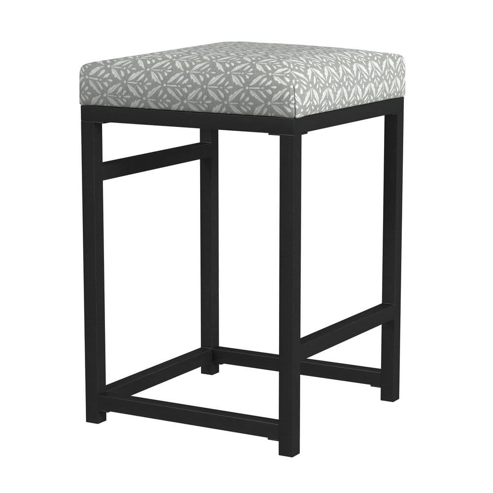 24-Inch Backless Light Gray Print Metal Counter Stool