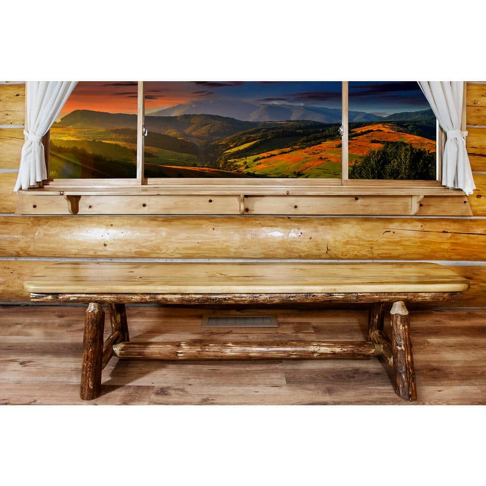 Rustic Glacier Country Solid Wood 6' Plank Bench