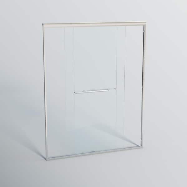 Lively 60 in.W x 72 in.H Double Sliding Semi-frameless Bypass Bathroom Shower Door in Chrome with 1/4 in.Tempered Glass