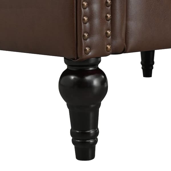 Harper & Bright Designs 99.4 in. Rolled Arms Faux Leather Button