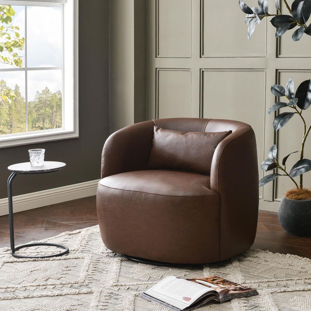 Brown PU Faux Leather Upholstered Swivel Armchair Set of 1 price history on PriceWatchPro