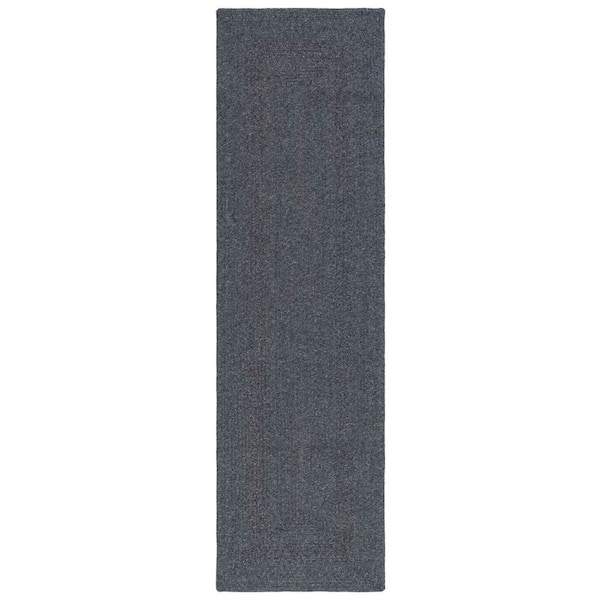 Braided Black 2 ft. x 8 ft. Machine Washable Concentric Woven Runner Rug