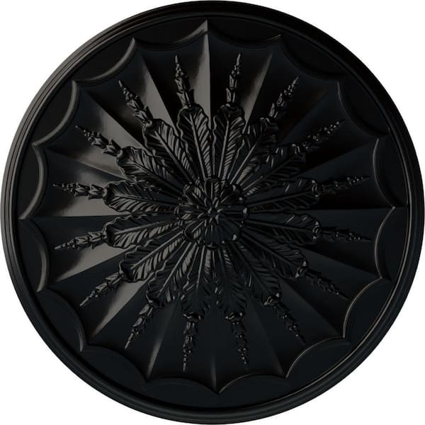 Ekena Millwork 27-1/8" x 2-5/8" Artis Urethane Ceiling Medallion, Hand-Painted Jet Black