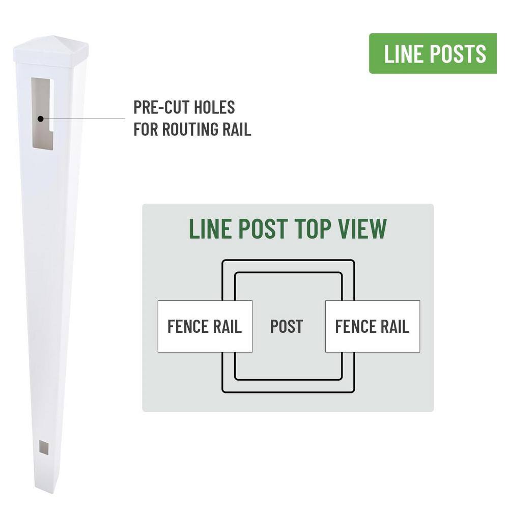 95 in. White Vinyl Garden Fence Posts with Caps, Set of 2