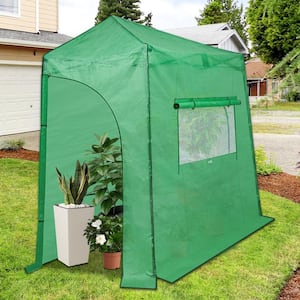 9 ft. W x 4 ft. D Portable Lean to Walk-In Pop-Up Gardening Green Greenhouse Canopy