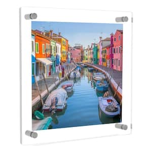 23 in. x 23 in. Square Double Acrylic Picture Frame with Chrome Wall Mounted Magnet Best for 20 in. x 20 in. Art Size