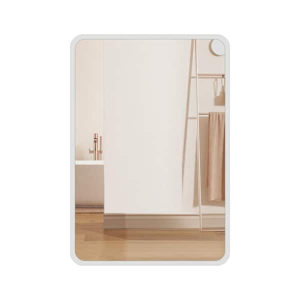Unbranded TA Series 24 in. W x 32 in. H Rectangular White Aluminum Medicine Cabinet with Mirror