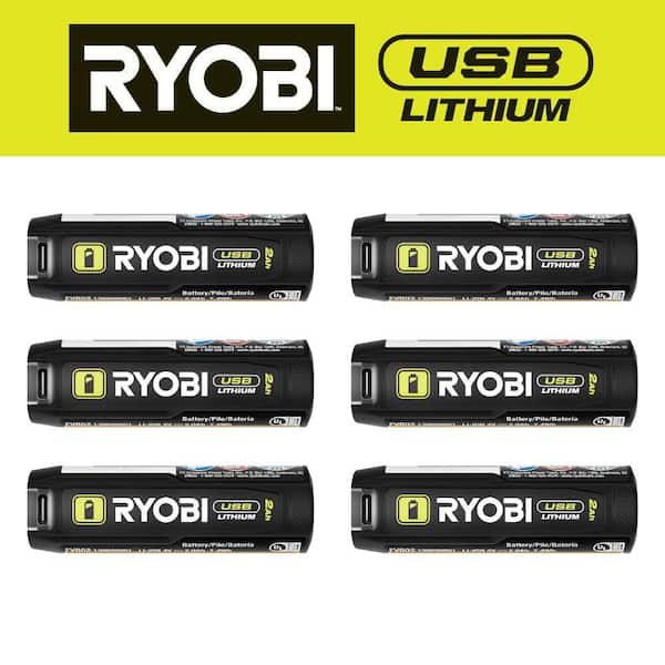 RYOBI USB Lithium 2.0 Ah Lithium Rechargeable Batteries (6-Pack)