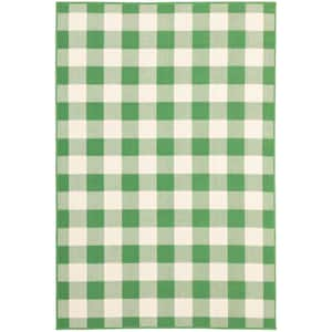 Messina Green/Ivory 4 ft. x 6 ft. Geometric Gingham Check Polypropylene Indoor/Outdoor Area Rug