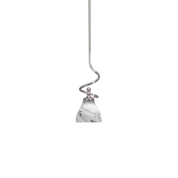 Unbranded Royale 100 W 1-Light Brushed Nickel Standard Mini Pendant Light with Glass Shade