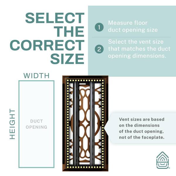 Home Intuition Victorian Floor Vent Cover – 4x10 Inch, Polished Brass, Walkable Metal Register With Mesh Debris Trap & Adjustable Louvers