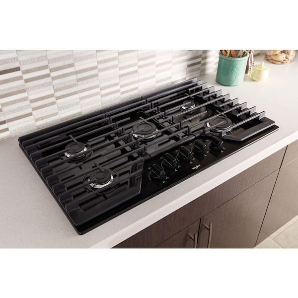 36 in. Gas Cooktop in Black with 5 Burners and EZ-2-LIFT Hinged Cast-Iron Grates