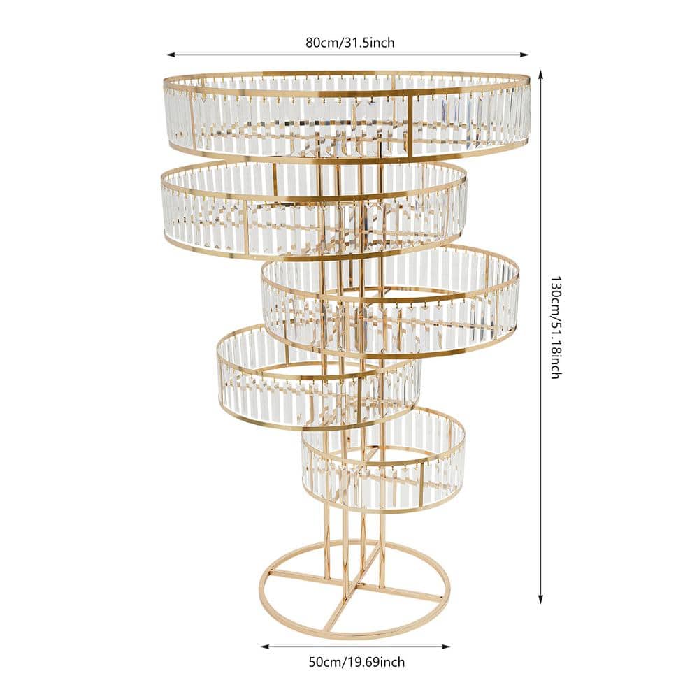 Gold Iron and Acrylic 5-Tier Decorative Wedding Stand Set