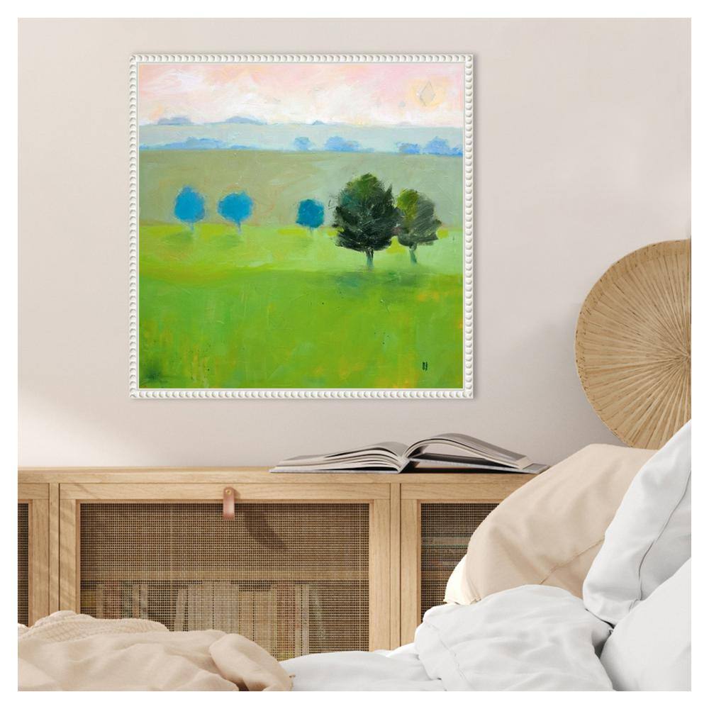 Gascony Trees Contemporary Landscape Canvas Wall Art in White Frame