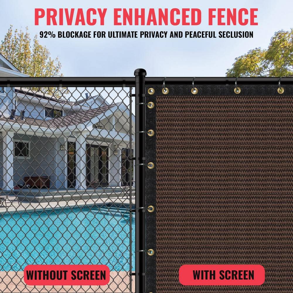 Brown Heavy-Duty Polypropylene Privacy Fence Screen 5-ft x 10-ft