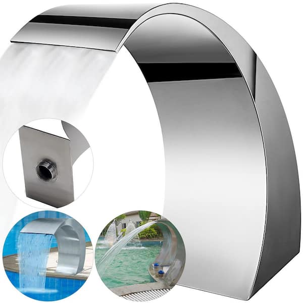 Stainless Steel Pool Fountain 17.7x11.8x23.6 in. Pool Fountain Silver Pool Fountains for In Ground Pools Garden Outdoor