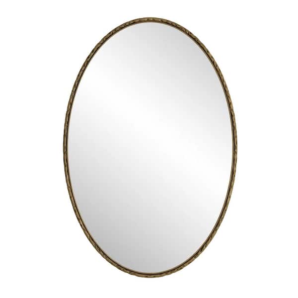 26 in W x 40 in. H Gold Oval Wood Framed Mirror for Bathroom