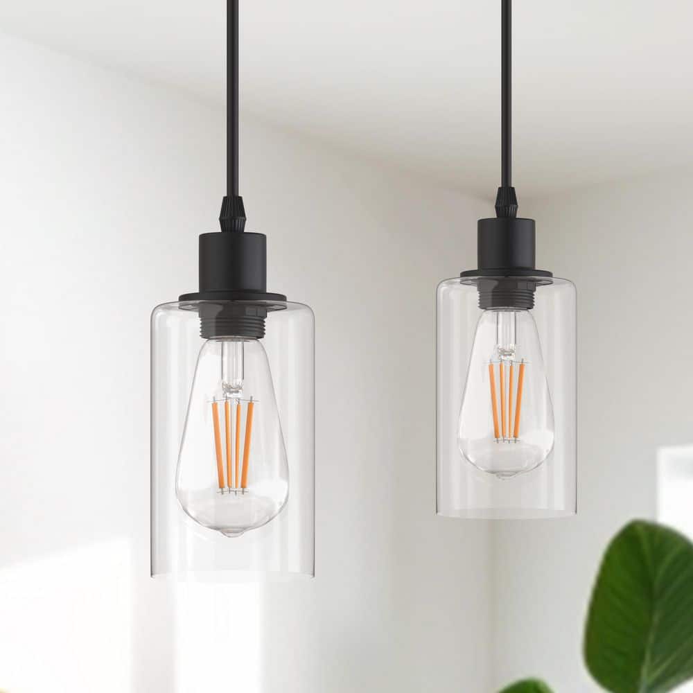 家電 Matte Black Mini Shade Pendant Light Briignite Matte Black Rustic Industrial 60-Watt 1-Light Mini