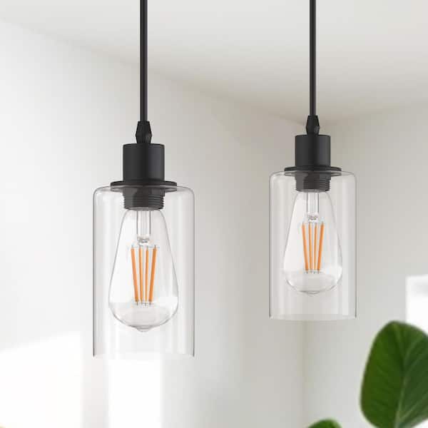 Matte Black Rustic Industrial 60-Watt 1-Light Mini Pendant Light with Metal Shade