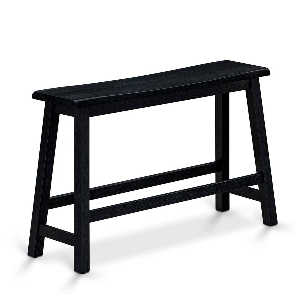 Wire Brushed Black Solid Wood Counter Height Dining Set with Bench and Stools
