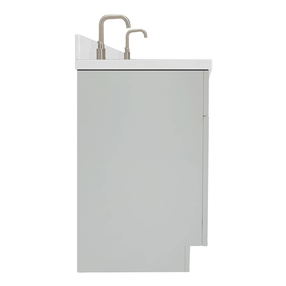 Gray 60" Freestanding Double Basin Vanity with Quartz Top
