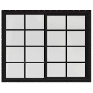 60 in. x 48 in. V-4500 Series Black FiniShield Vinyl Left-Handed Sliding Window with Colonial Grids/Grilles