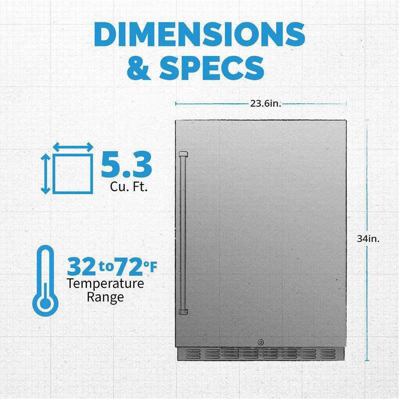 24" Stainless Steel Built-in Beverage Refrigerator with Energy Star