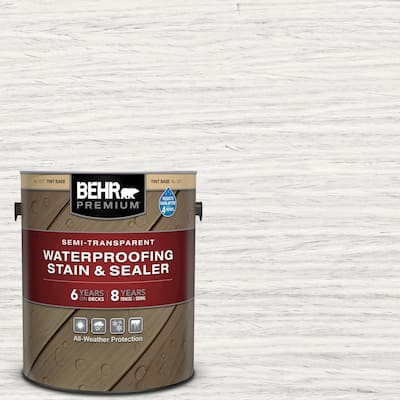 1 gal. #ST-210 Ultra Pure White Semi-Transparent Waterproofing Exterior Wood Stain and Sealer