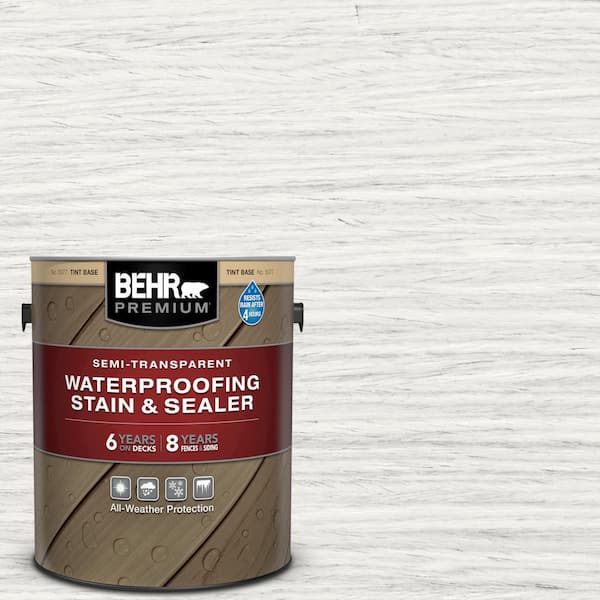 BEHR PREMIUM 1 gal. #ST-210 Ultra Pure White Semi-Transparent Waterproofing Exterior Wood Stain and Sealer