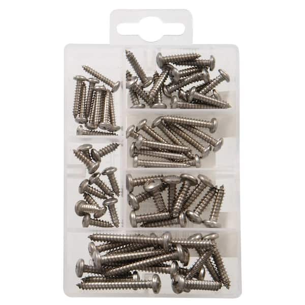 Stainless Steel Pan Head Phillips Sheet Metal Screw Assorted Kit (100-Pack)