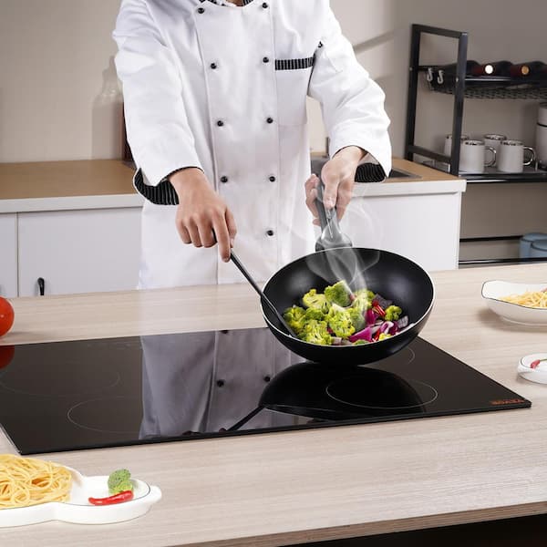 Built in Electric Stove Top, 23.2 x 20.5 in. 4 Burners, 240 Volt Glass Radiant Cooktop with Sensor Touch Control