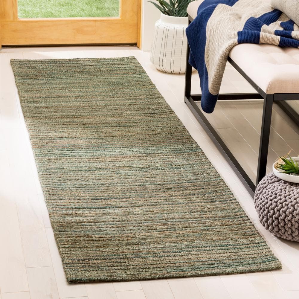 Cape Cod 2 ft. x 20 ft. Sage/Natural Solid Color Striped Runner Rug price history on PriceWatchPro