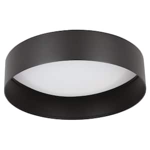 Ester 14.17 in. W x 3.15 in. H Structured Black LED Flush Mount with White Acrylic Diffuser