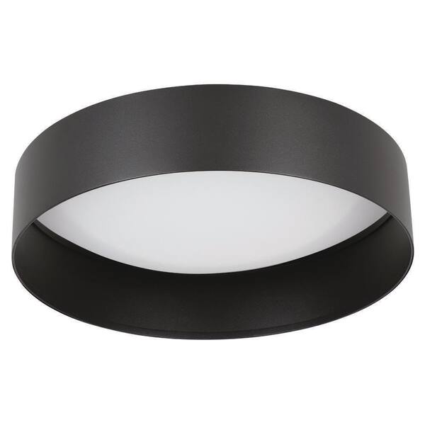 Eglo Ester 14.17 in. W x 3.15 in. H Structured Black LED Flush Mount with White Acrylic Diffuser