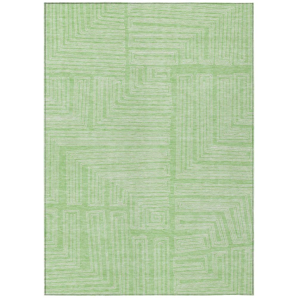 Mint Geometric Flat Woven Synthetic Area Rug