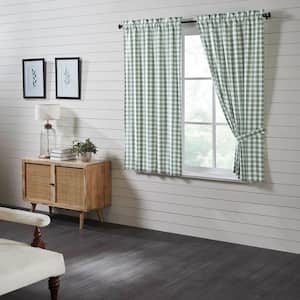 Annie Buffalo Check 36 in W x 63 in L Light Filtering Window Panel in Sage Green Soft White Pair