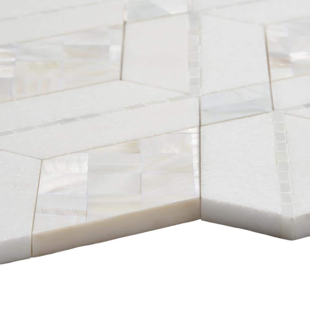 Spencer 10-inch White Polished Marble Mosaic Tile