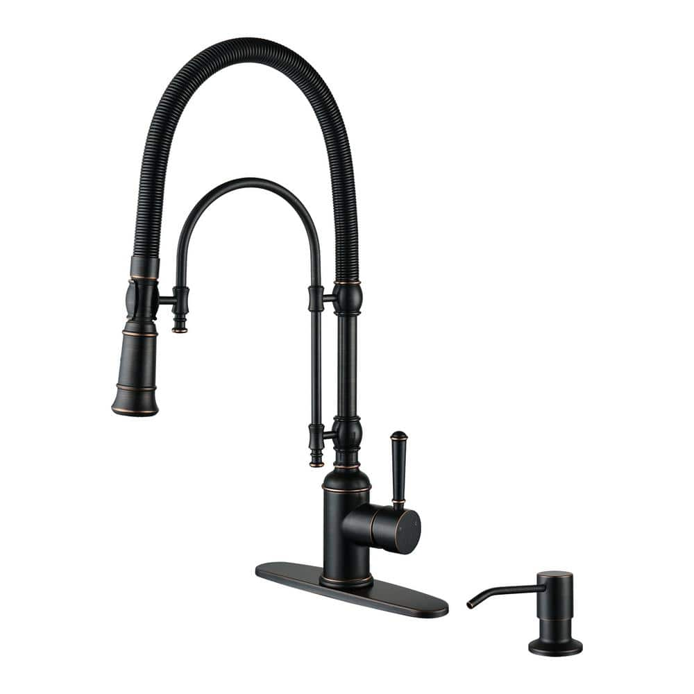 Arcora Single Handle Pull Out Sprayer High Arc Kitchen Faucet Deckplate Included In Oil Rubbed 3932