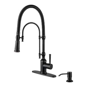 Single Handle Pull Out Sprayer High-Arc Kitchen Faucet Deckplate Included in Oil Rubbed Bronze