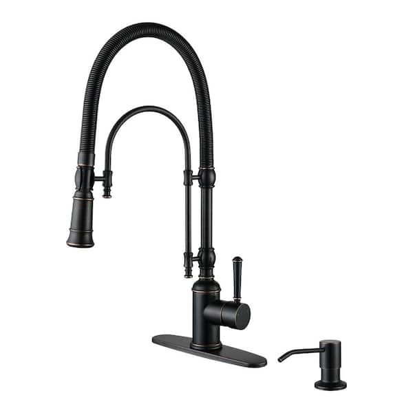 ARCORA Single Handle Pull Out Sprayer High-Arc Kitchen Faucet Deckplate Included in Oil Rubbed Bronze