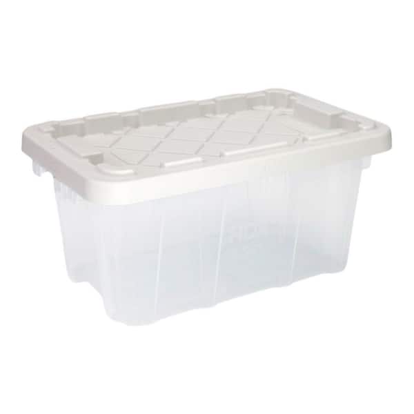6.5-Qt Tough Storage Tote in Clear with White Lid